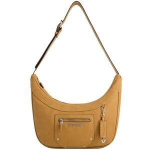 5914 Shoulder Bag Purse, Faux Suede Hobo Handbag with Adjustable Strap, Tan